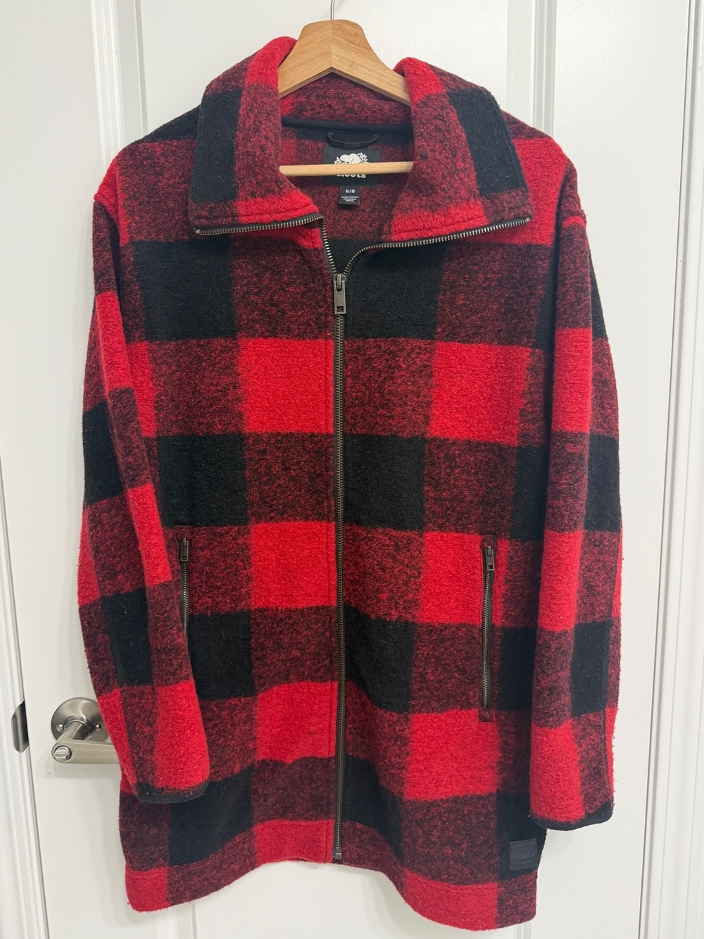 Roots Women’s Red & Black Buffalo Plaid Wool Blend Coat Size M